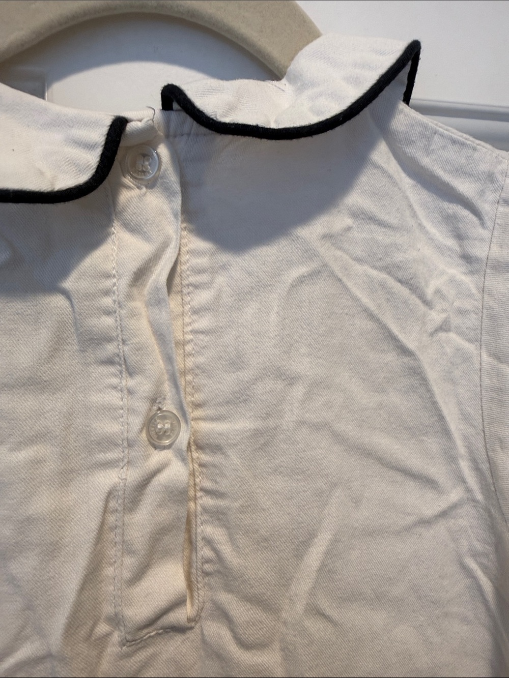 Petite Plume Victoria Girls Cotton Nightgown White with Black Trim 5 - Picture 7 of 7